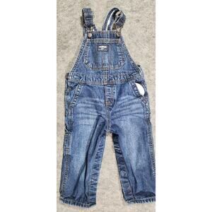 OshKosh B'gosh Vintage Overalls Plaid Flannel Lined Denim Carpenter 18-24 Months